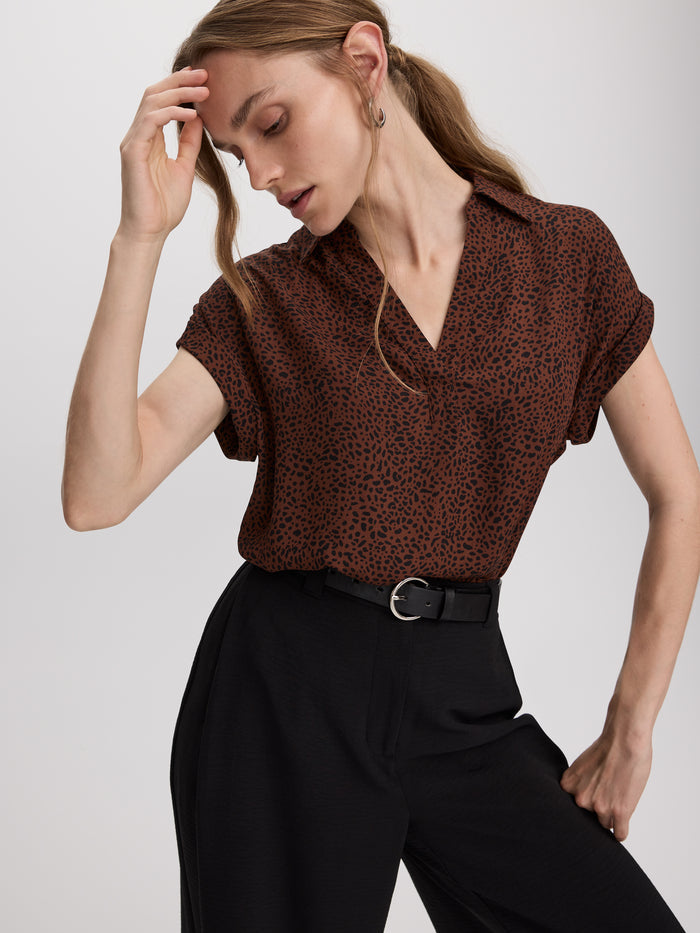 Extended-Sleeve V-Neck Flowy Blouse - R Essentials