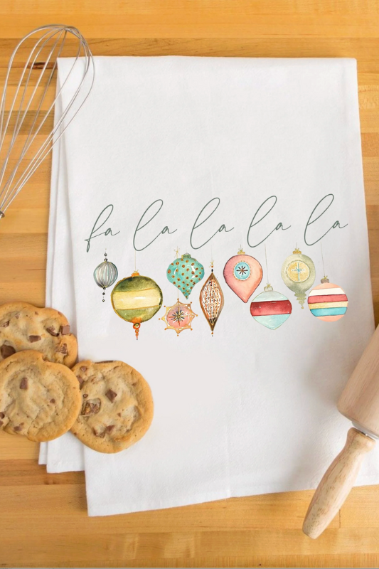 Fa La La La La Vintage Ornament Tea Towel