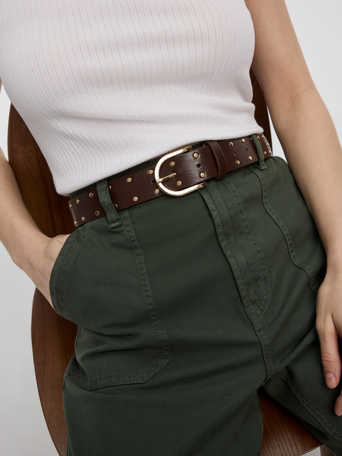 Faux Leather Belt with Studs