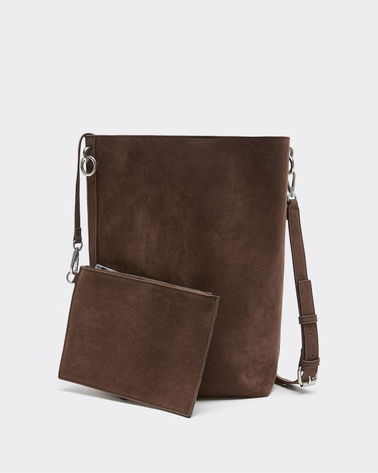 Faux Suede Bucket Bag