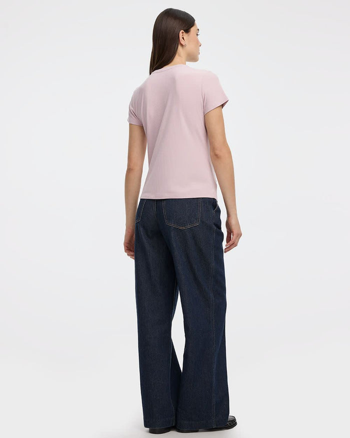 Fitted Crew-Neck Ribbed T-Shirt - R Essentials