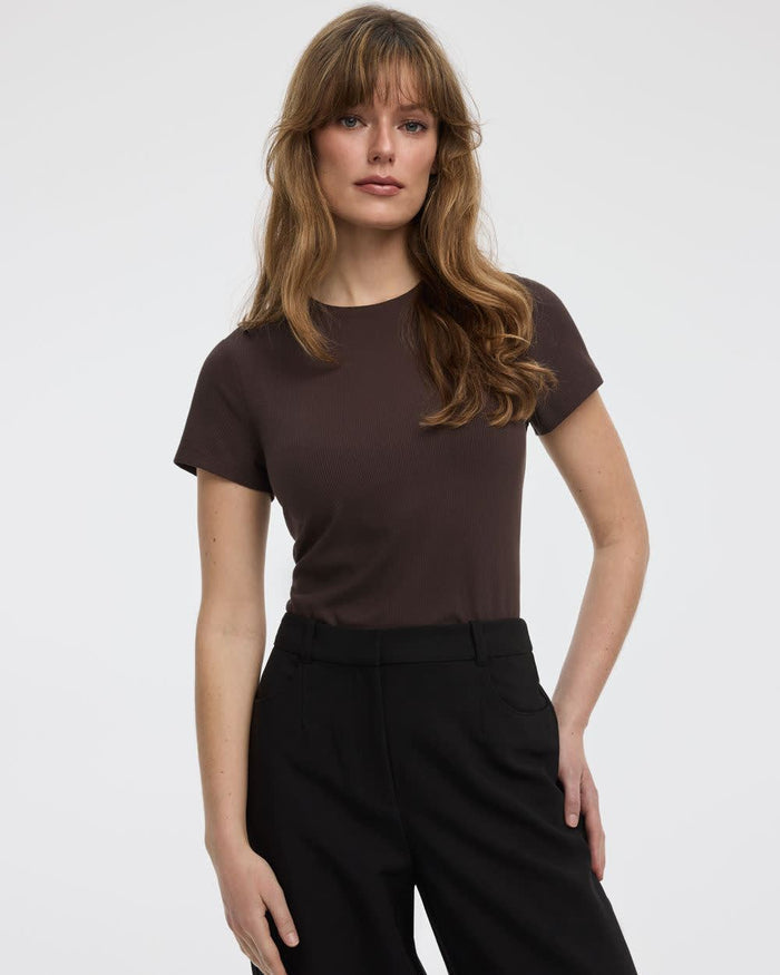Fitted Crew-Neck Ribbed T-Shirt - R Essentials