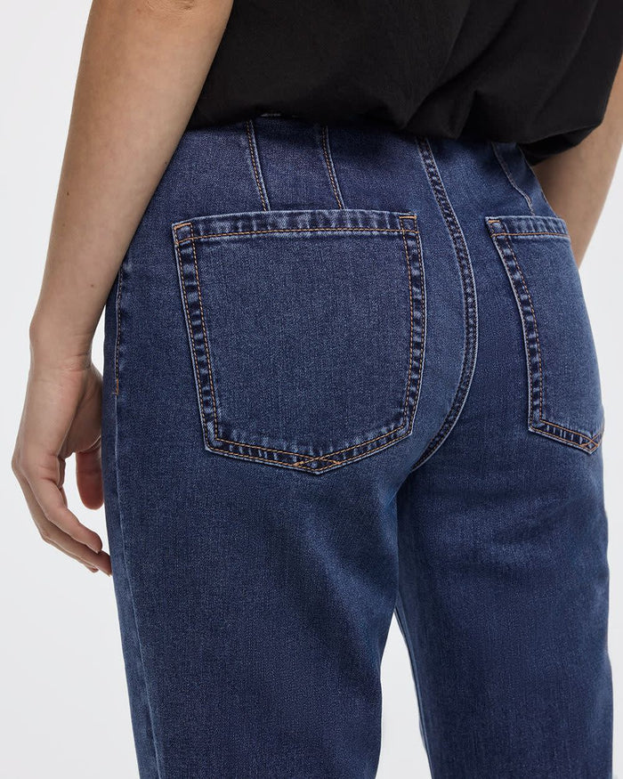 Flare-Leg Mid-Rise Jean with Flap Pockets