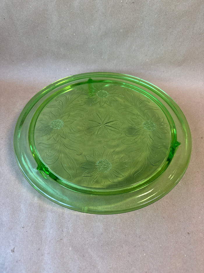 Floral Uranium Footed Cake Stand GLOWS