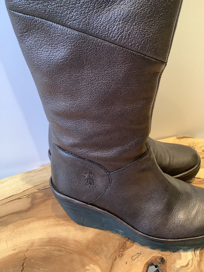 Fly London Brown Wedge Knee Boot Size 5 (New)