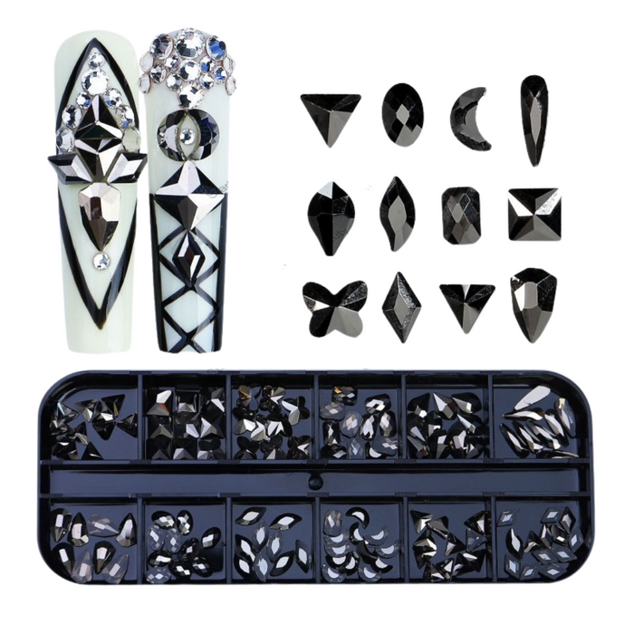 Gemini 12 pk Rhinestone Shapes | Black