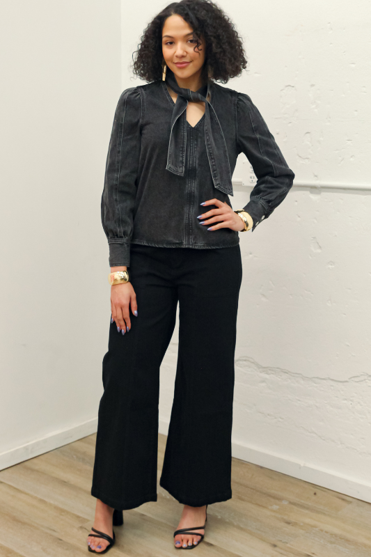 Gia Wide Leg Black Denim