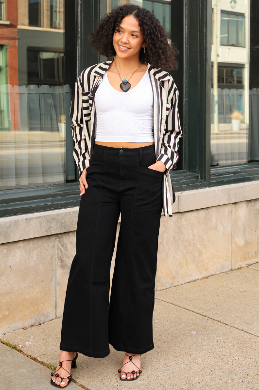 Gia Wide Leg Black Denim