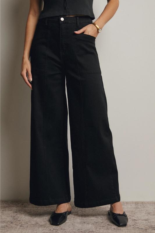 Gia Wide Leg Black Denim
