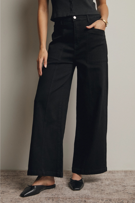 Gia Wide Leg Black Denim
