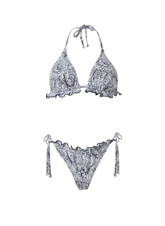 Bikini Stefania Frangista Gigi Ruffled Triangle Bikini Floral Denim Apoella