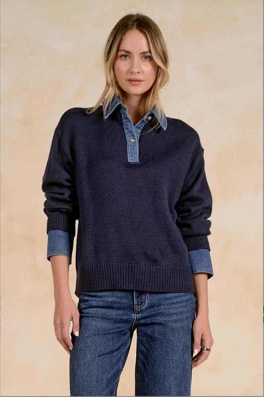 Ginna Denim Collared Sweater