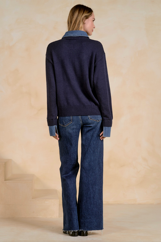 Ginna Denim Collared Sweater