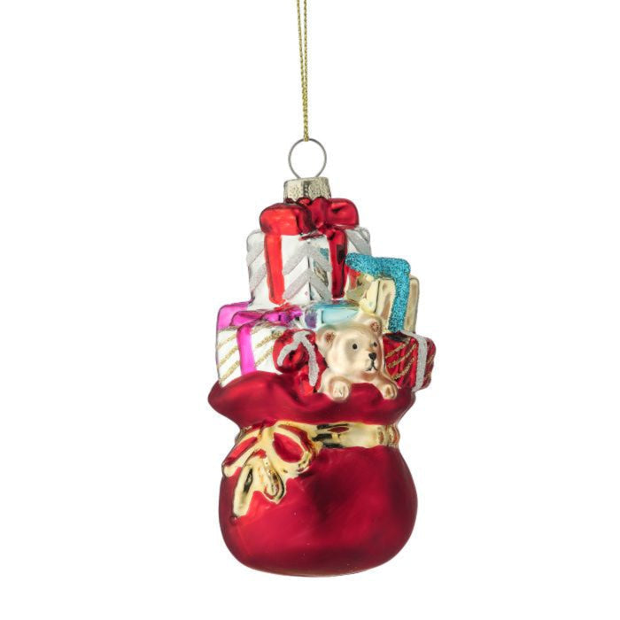 Glass Santa In Chimney Ornament