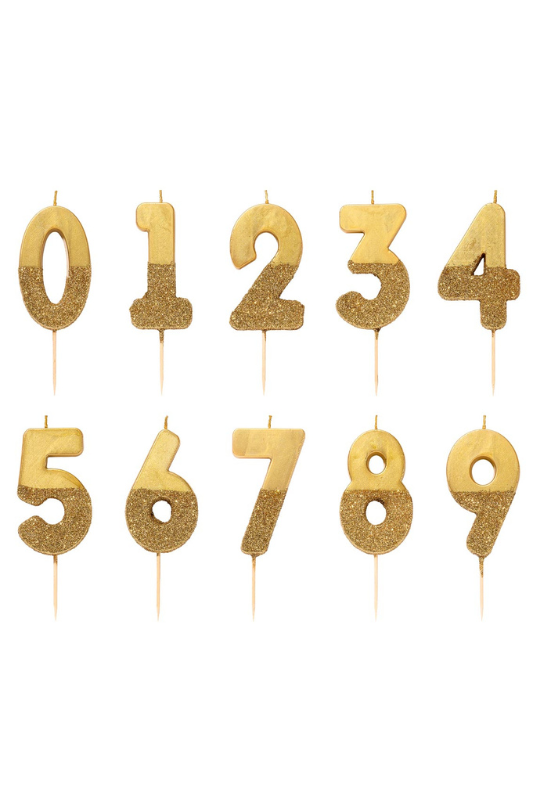 Gold Glitter Number Candles