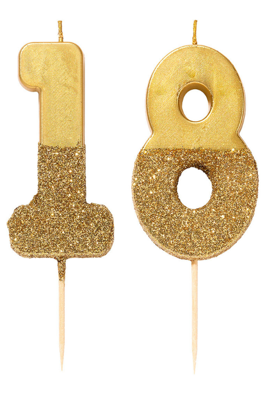 Gold Glitter Number Candles