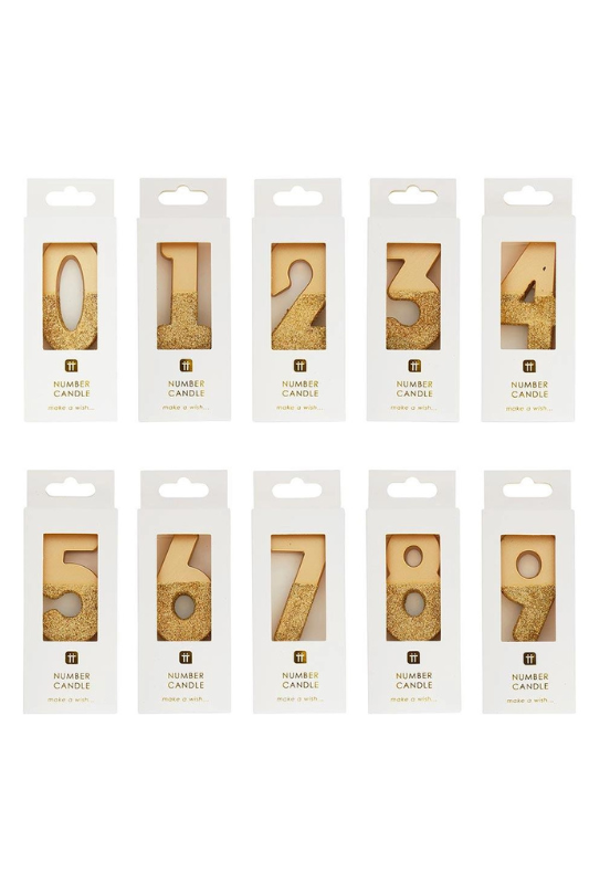 Gold Glitter Number Candles