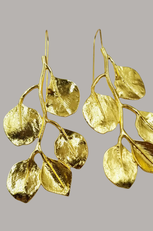Gold Leaf Drop Earrings