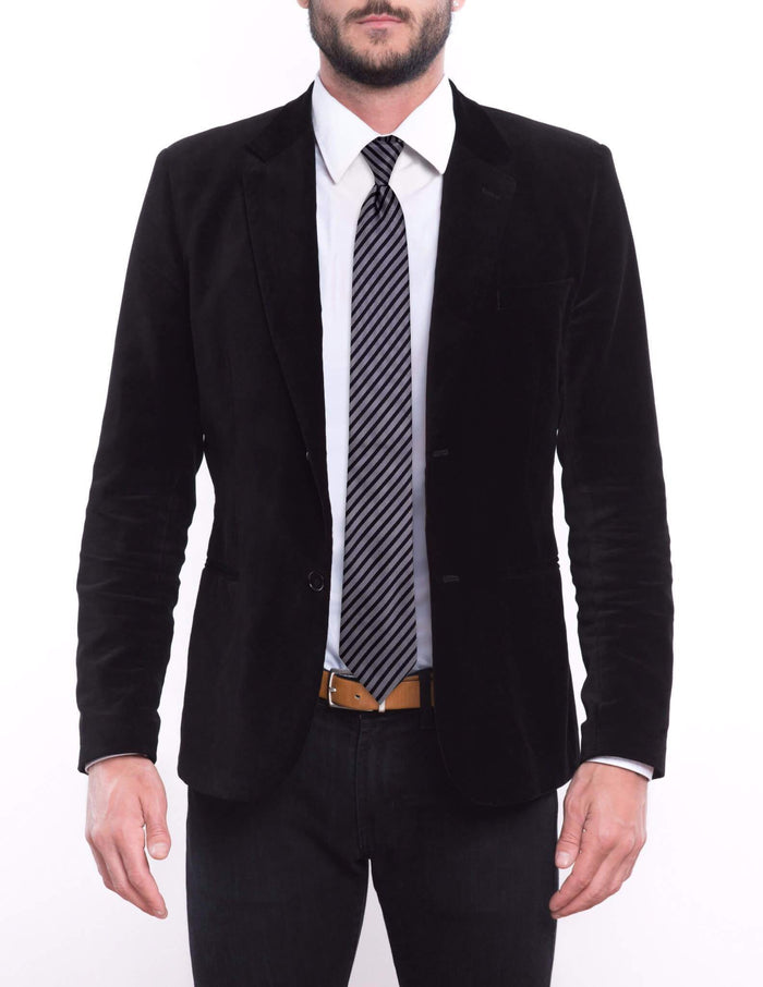 Gray Black Striped Skinny Pre-tied Tie, Tie, GoTie