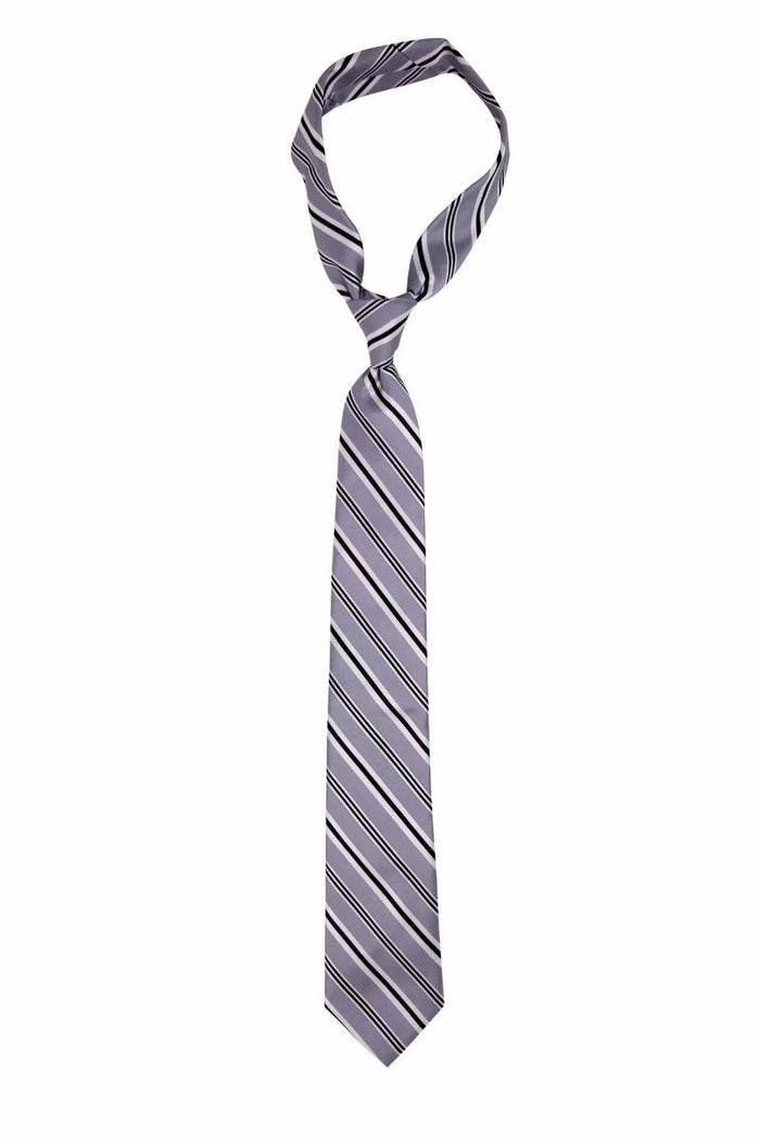 Gray Black Thin Striped Skinny Pre-tied Tie, Tie, GoTie