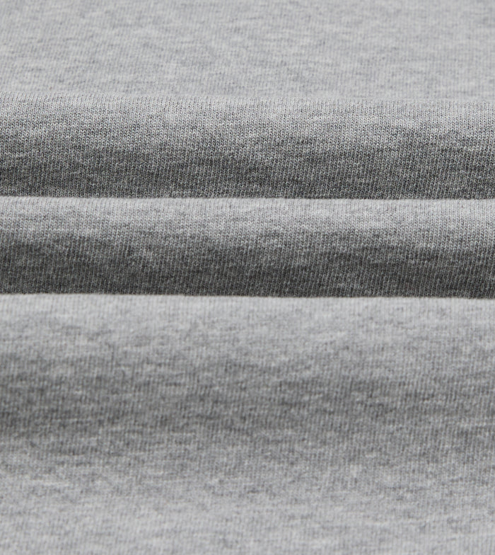 Grey Melange Cotton Jersey Long-Sleeve Polo Shirt