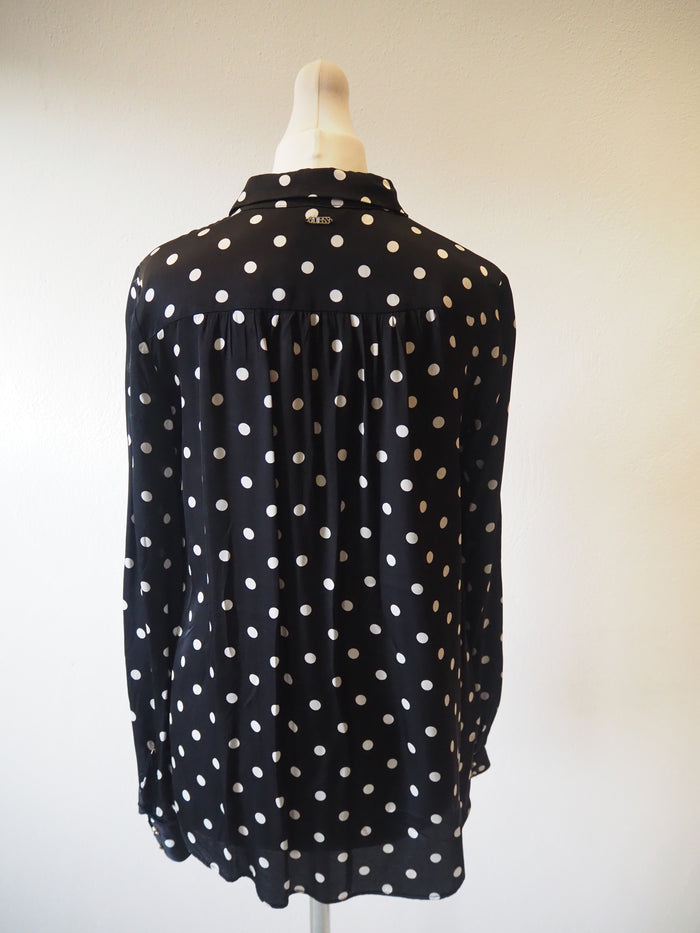 Guess Blk/Wht Spot Blouse Size 8