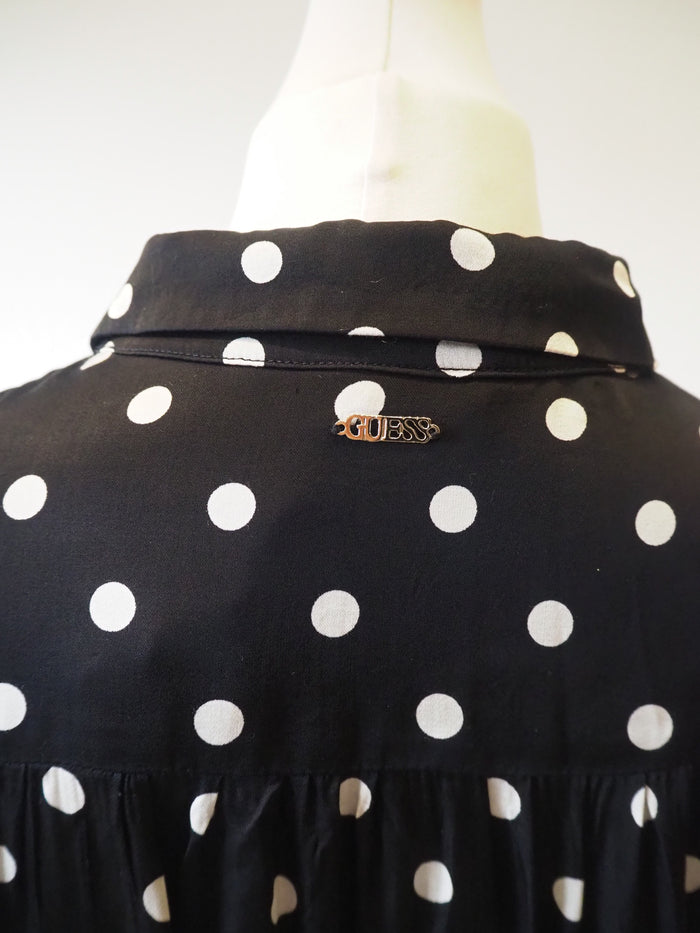 Guess Blk/Wht Spot Blouse Size 8