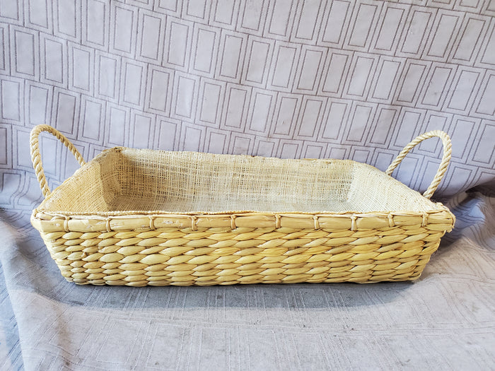 Hand Woven Grass Double Handle Basket