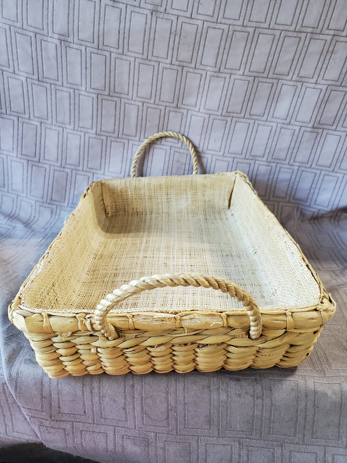Hand Woven Grass Double Handle Basket