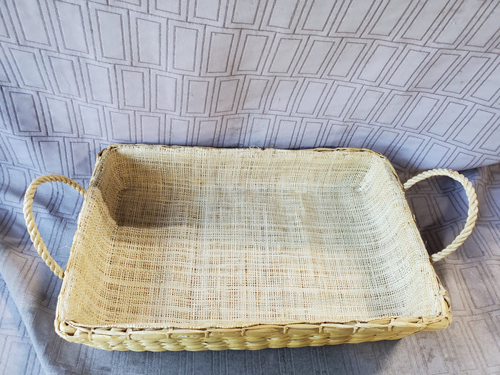 Hand Woven Grass Double Handle Basket