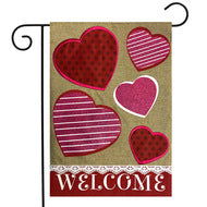 Hearts Burlap Garden Flag