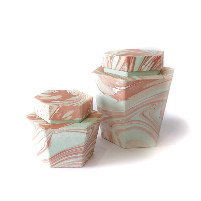 Tabletop Decor Hexagon Jar Blush Mint - Large
