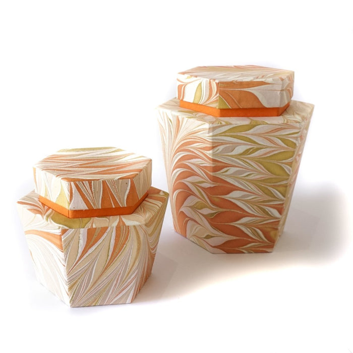 Tabletop Decor Hexagon Jar Orange - Large