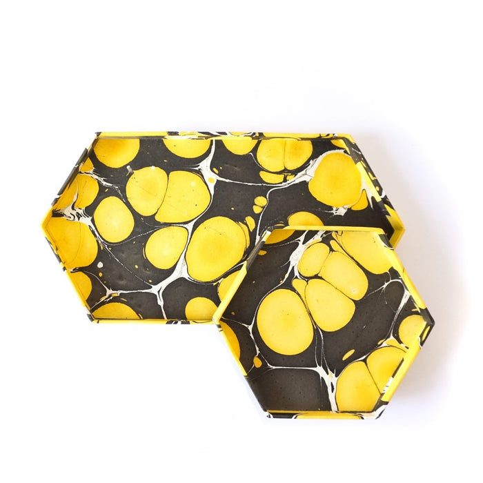 Tabletop Decor Hexagon Tray Yellow Black -