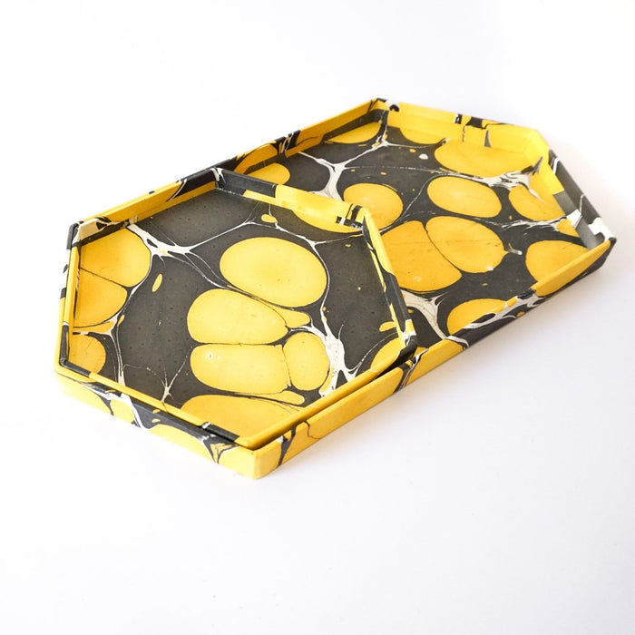 Tabletop Decor Hexagon Tray Yellow Black -