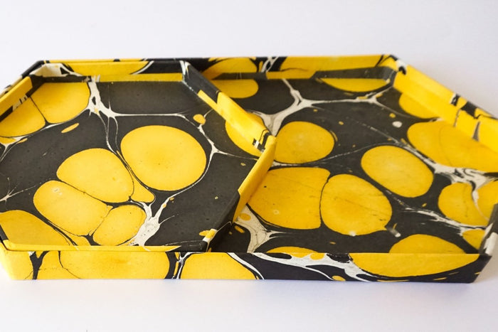 Tabletop Decor Hexagon Tray Yellow Black -