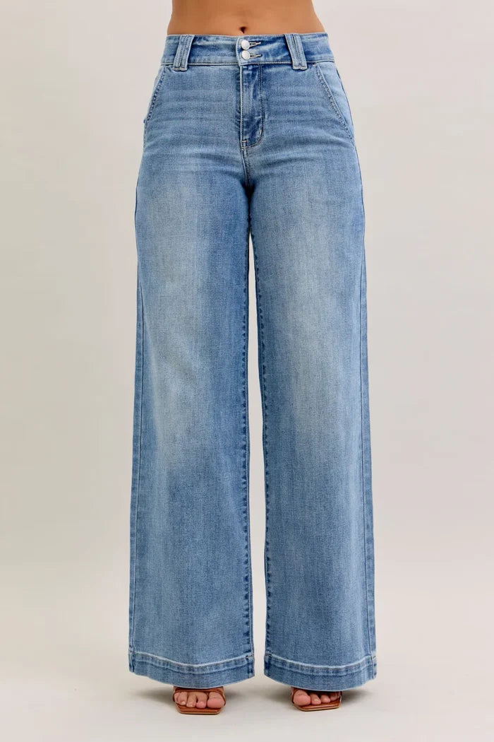 High Waist Double Button Trouser