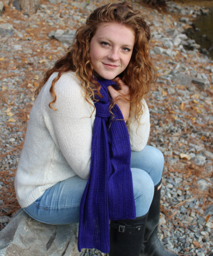 Honeycomb Knitted Scarf 100% Baby Alpaca-Scarves-Alpaca Direct-Purple 029-Alpaca Direct