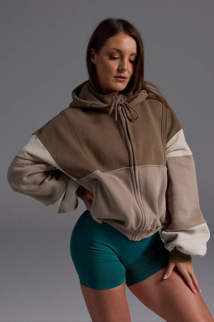 Hooded Icon Rib Fleece - Mocha/Stone/Cream