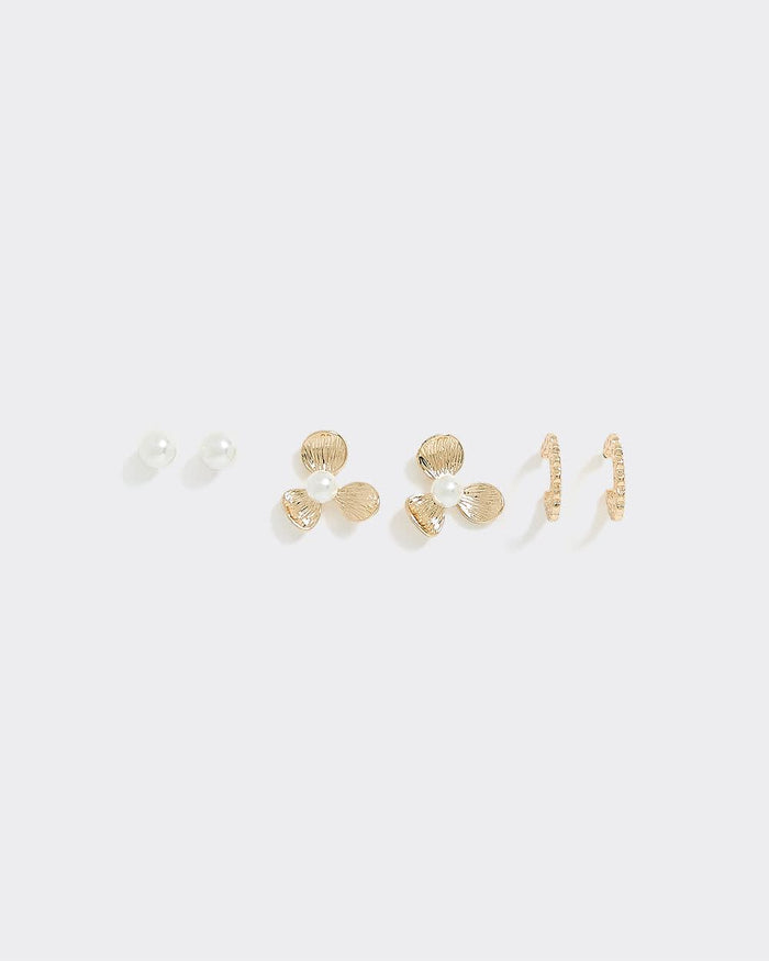 Hoops and Stud Earrings - 3 Pairs