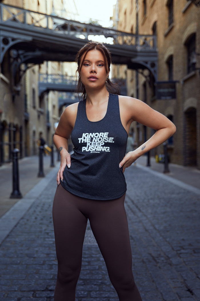 IGNORE THE NOISE KEEP PUSHING T-SHIRT GRAY
