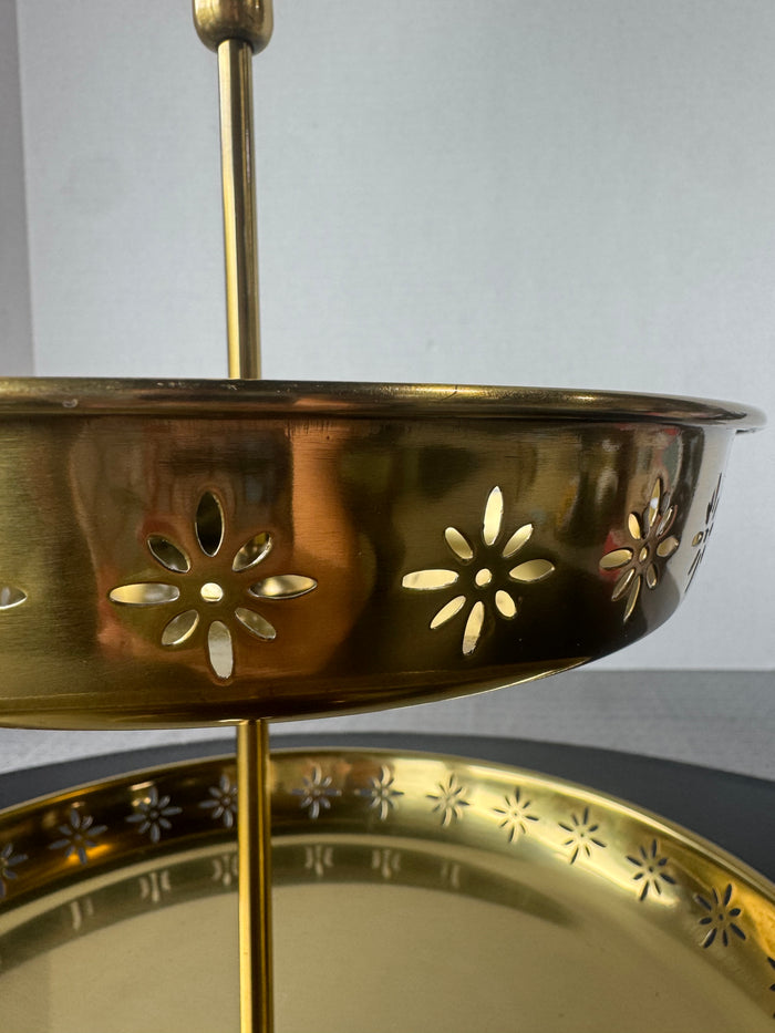 IKEA Garnera Brass Tone Filigree 2-Tier Metal Serving Stand