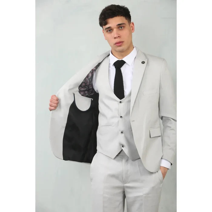 IM200 - Men's Light Grey Tailored Fit Wedding 3 Piece Suit
