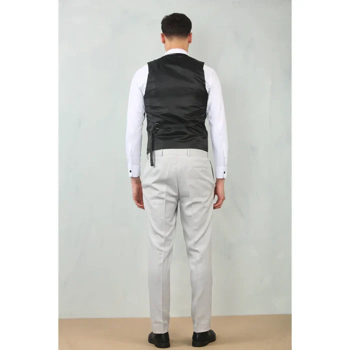 IM200 - Men's Light Grey Tailored Fit Wedding 3 Piece Suit