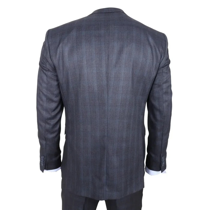 IM31 - Men's Charcoal 3 Piece Prince Of Wales Check Suit