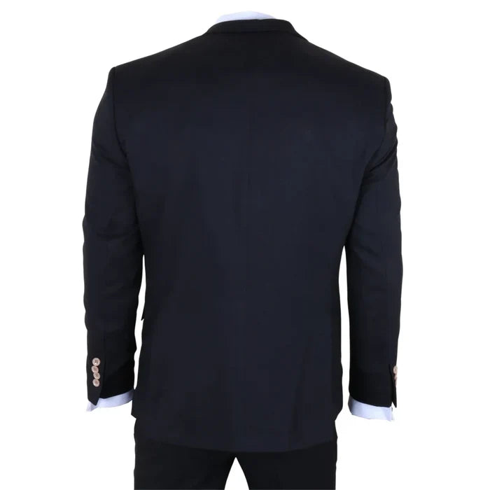 IM32 - Men's Black 3 Piece Tailored Fit Suit
