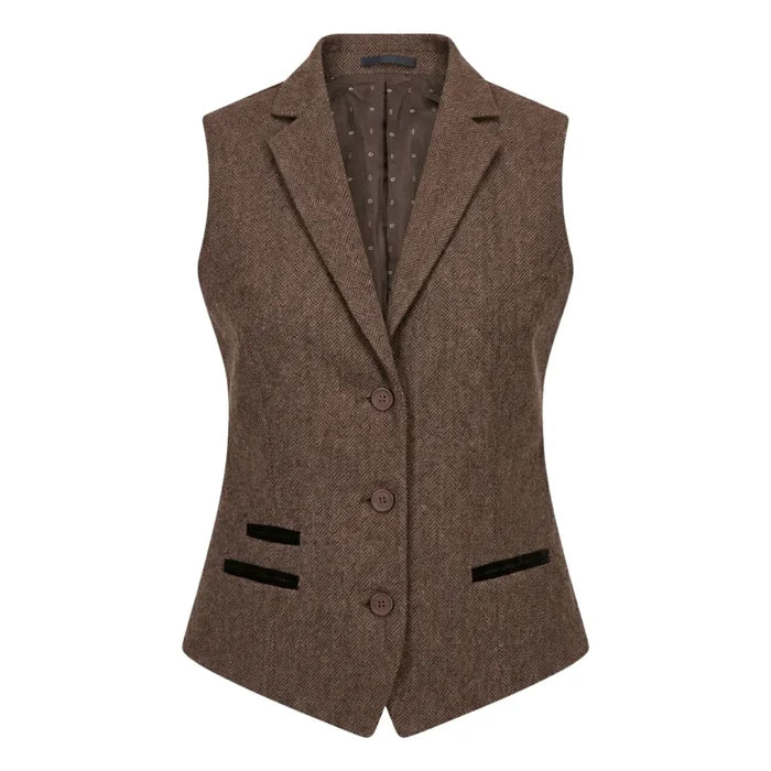 IMW-02 - Women's Oak Tweed Herringbone Blazer Waistcoat