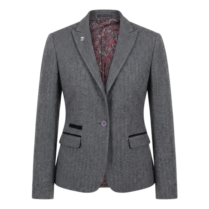 IMW-03 - Women's Grey Tweed Herringbone Blazer Waistcoat