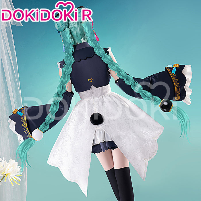 【IN STOCK】DokiDoki-R Cosplay Panda Girl Cute Dress Lolita Costume / Wig Long Blue Twist Braid Hair