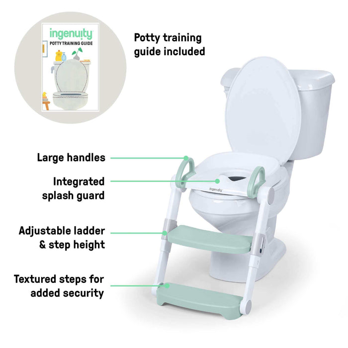 Ingenuity Foldaway Ladder Potty  Adjustable Height Toilet Trainer with Handles, Folds Flat for Compact Storage, Fits Round & Elongated Toilets